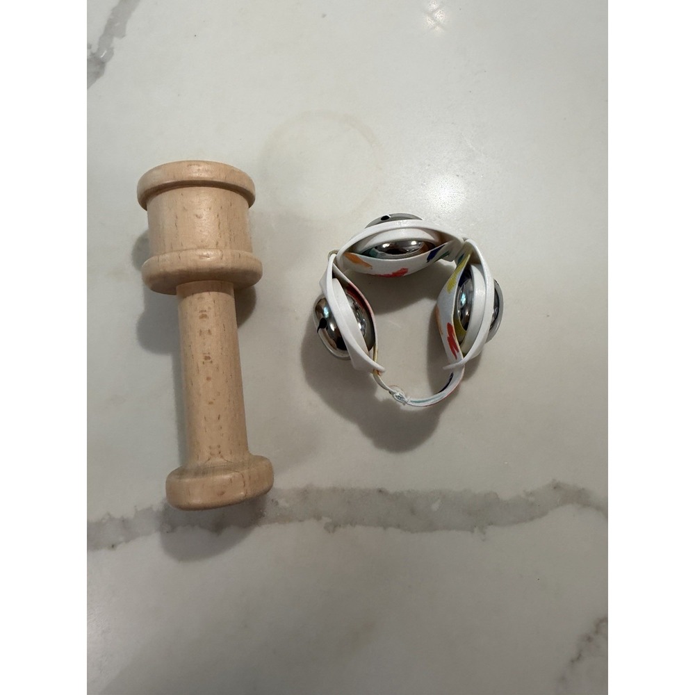 Lovevery Music Set Wooden Handle Jingle Bracelet Montessori Baby Toy Sound
